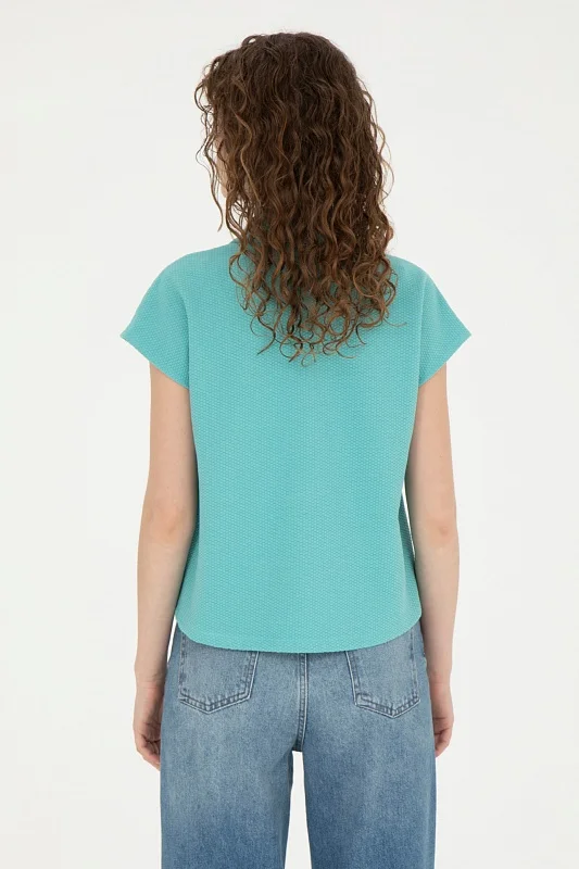 Футболка-поло из фактурного трикотажа - G082SZ0110POLU Футболка жен. (VR090, XS)