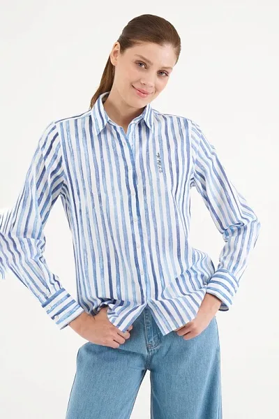 Рубашка из хлопка в полоску прямая - G082SZ0040BUCCI Сорочка жен. (VR028, 34)