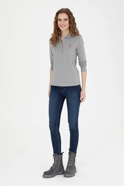Поло с длинным рукавом из хлопка - G082SZ0820TPG-SK023 Толстовка жен. (VR086, S)