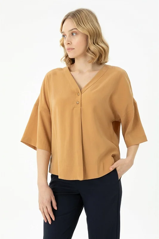Блузка из модала c рукавом 3/4 свободная - G082SZ0040RC_FALAMUS Сорочка жен. (VR015, 32)