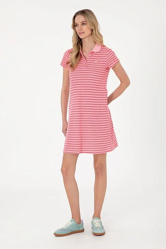 Платье-поло мини с вискозой в полоску - G082SZ0750SAKI Платье жен. (VR041, 2XS)