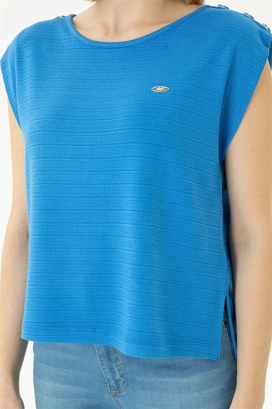 Футболка из смесовой вискозы без рукавов - G082SZ0110MEL Футболка жен. (VR045, 2XS)