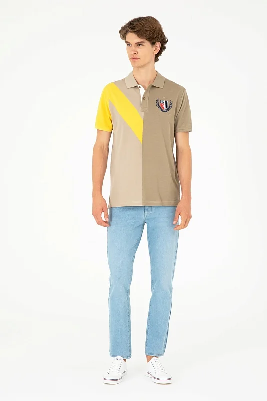 Футболка-поло из хлопка с контрастным дизайном - G081SZ0110T_REYN Футболка муж. (VR183, XL)