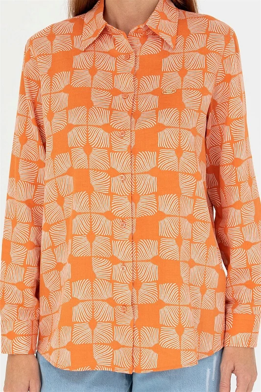 Рубашка из хлопка с принтом свободная - G082SZ0040HIRUNDA Сорочка жен. (VR031, 34)