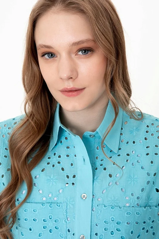 Рубашка из ажруного хлопка прямая - G082SZ0040WELDAN Сорочка жен. (VR093, 38)
