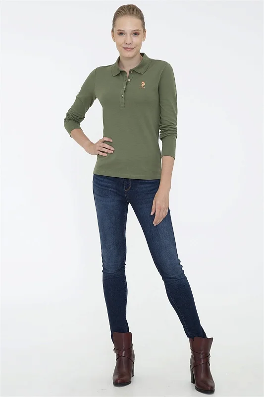 Поло с длинным рукавом из хлопка - G082SZ0820TPG-SK021 Толстовка жен. (VR027, XS)