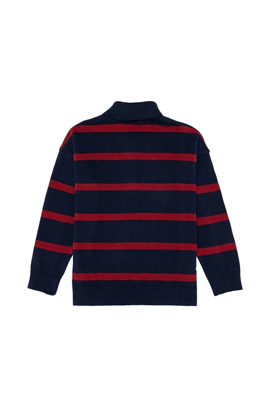 Поло с длинным рукавом в полоску для мальчиков - G083SZ0TK0BAMBUKIDS Кофта муж. детс. (VR033, 6_7)