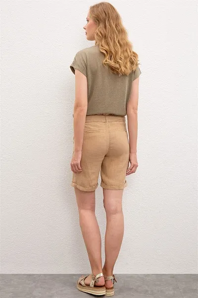 Шорты из льна с поясом - G082SZ0310LEOS Бермуды жен. (VR085, 38)