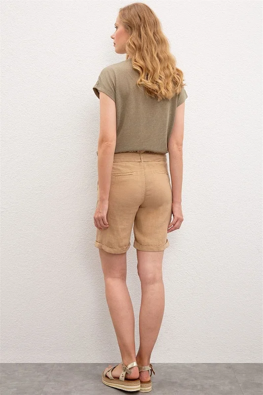 Шорты из льна с поясом - G082SZ0310LEOS Бермуды жен. (VR085, 36)