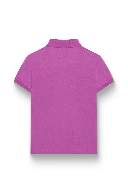 Футболка-поло из хлопка c принтом на планке для девочек - G084SZ0110TP01-IY024 Футболка жен. детс. (VR038, 3_4)