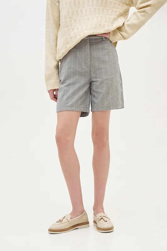 Шорты из хлопка с добавлением льна в полоску - G082SZ0310SIWAN-S Бермуды жен. (VR036, 34)