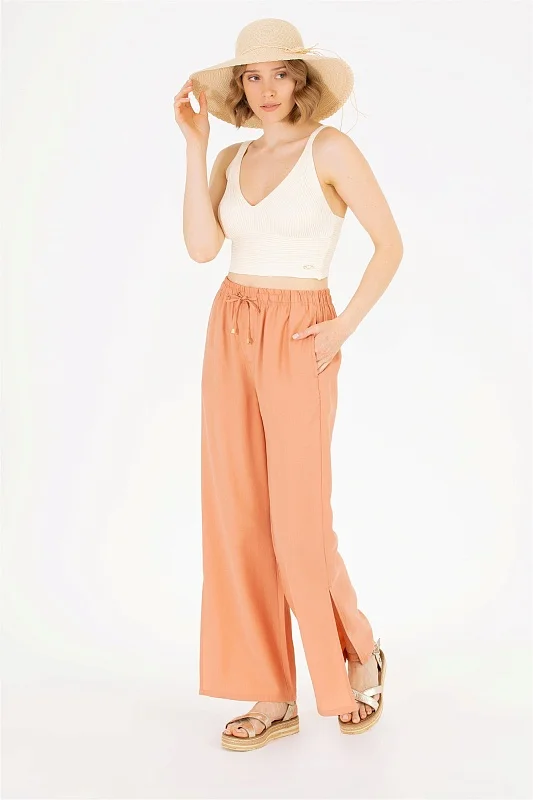 Брюки на кулиске с разрезами широкие - G082SZ0780GAYNO Брюки жен. (VR031, 42)