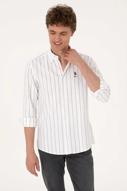 Рубашка из хлопка в полоску прямая - G081SZ0040SANRA Сорочка муж. (VR052, XS)