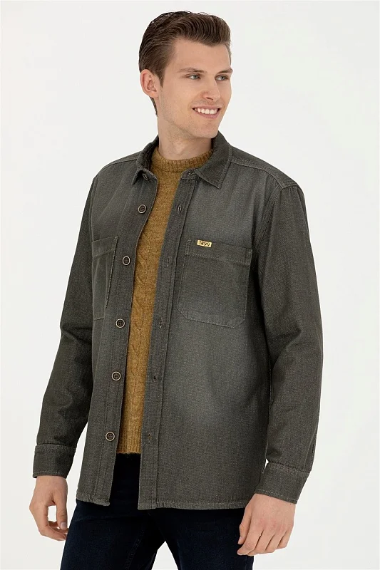 Рубашка из хлопка с накладными карманами свободная - G081SZ0770MADRIC-KHAKI Куртка джинс. муж. (VR027, S)