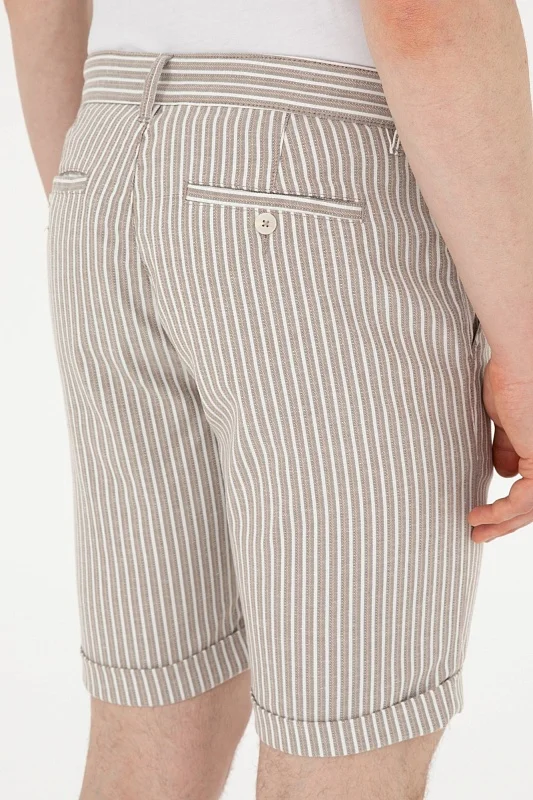 Шорты с вискозой и хлопком в полоску - G081SZ0310PURUT-S Бермуды муж. (VR085, 29)
