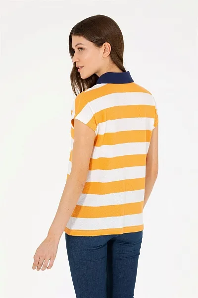 Футболка-поло в полоску оверсайз - G082SZ0110MIKOS Футболка жен. (VR051, XS)