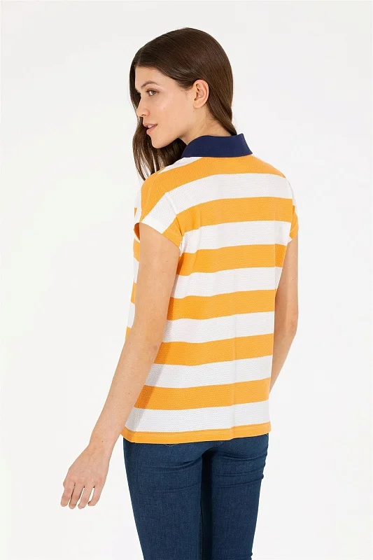 Футболка-поло в полоску оверсайз - G082SZ0110MIKOS Футболка жен. (VR051, 2XS)
