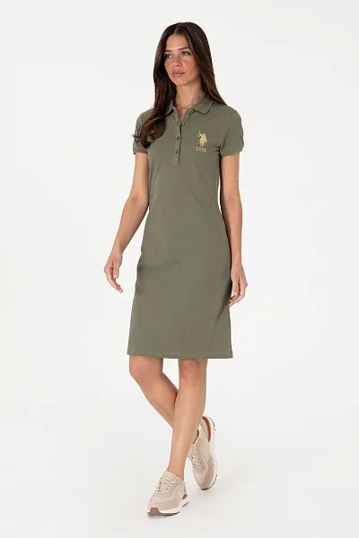 Платье-поло из хлопка с контрастным логотипом приталенное - G082SZ0750MTS02225_075 Платье жен. (VR111, 2XS)