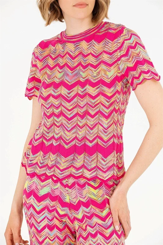 Футболка из ажурного смесового хлопкового трикотажа - G082SZ0TK0EDO Кофта жен. (VR041, 2XS)