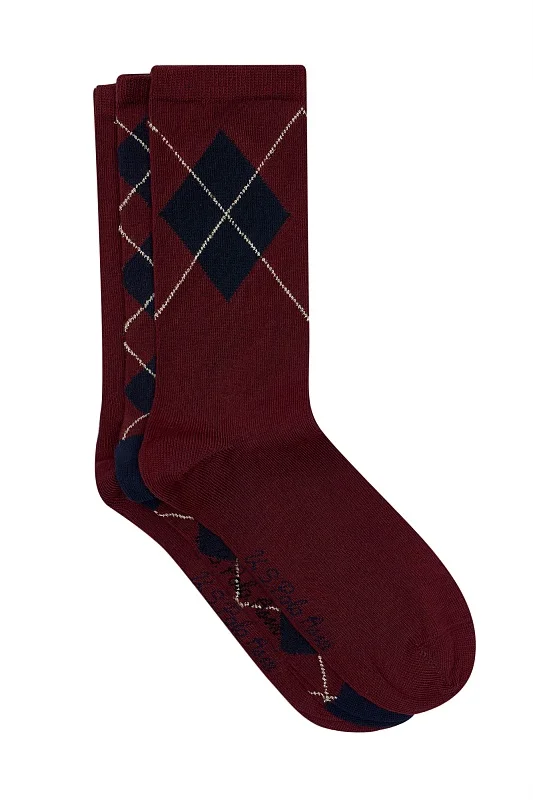 Носки высокие в ромбик, 3 пары - A082SZ013P01SONDY-R Носки жен. (VR223)