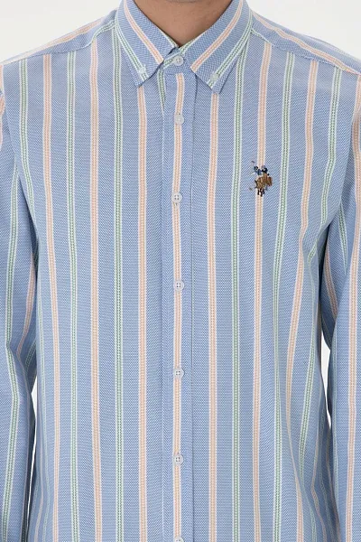Рубашка из хлопка в полоску приталенная - G081SZ0040MAYSILA Сорочка муж. (VR028, XL)