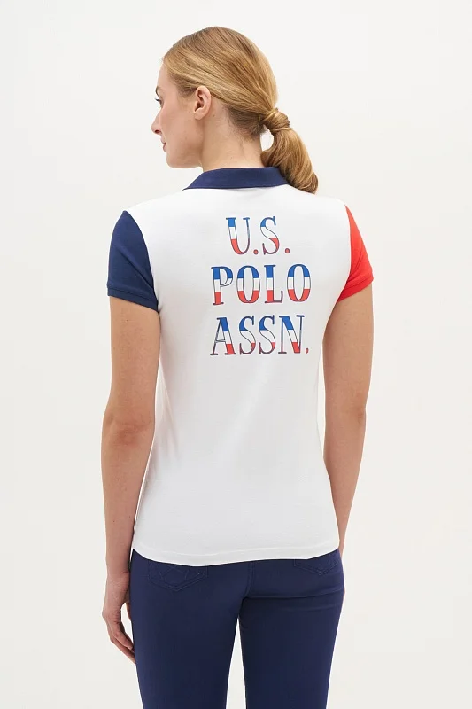 Футболка-поло из хлопка с контрастным дизайном - G082SZ0110R-MESTE Футболка жен. (VR013, XS)