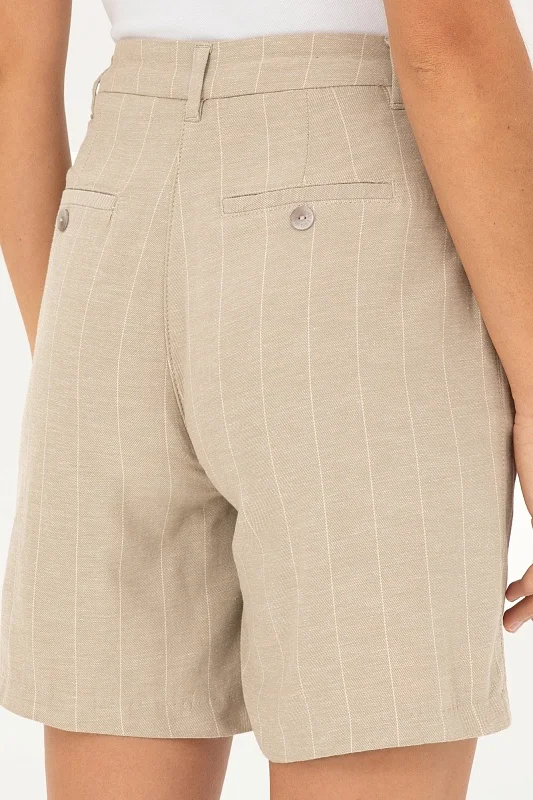 Шорты из хлопка с добавлением льна в полоску - G082SZ0310SIWAN-S Бермуды жен. (VR027, 34)