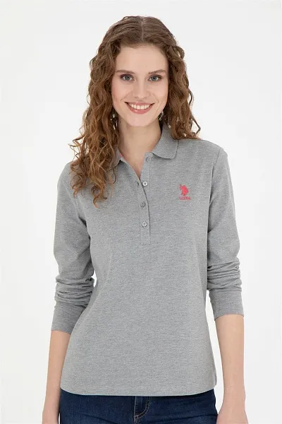 Поло с длинным рукавом из хлопка - G082SZ0820TPG-SK023 Толстовка жен. (VR086, S)