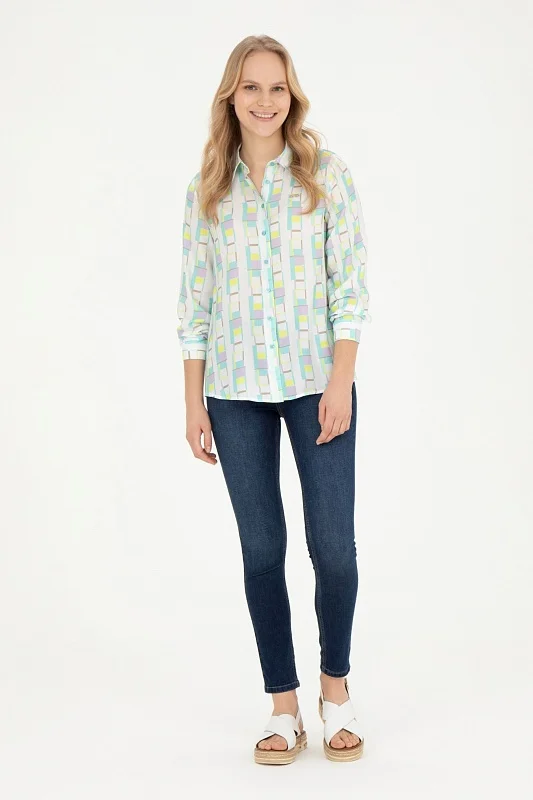 Рубашка из смесового хлопка с принтом свободная - G082SZ0040VALENTIN Сорочка жен. (VR090, 38)
