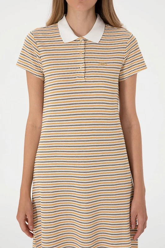 Платье-поло мини с вискозой в полоску - G082SZ0750SAKI Платье жен. (VR202, L)