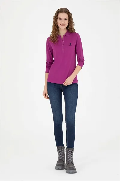 Поло с длинным рукавом из хлопка - G082SZ0820TPG-SK023 Толстовка жен. (VR037, XS)