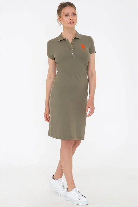 Платье-поло из хлопка с контрастным логотипом приталенное - G082SZ0750MTS0221-075 Платье жен. (VR027, 2XS)