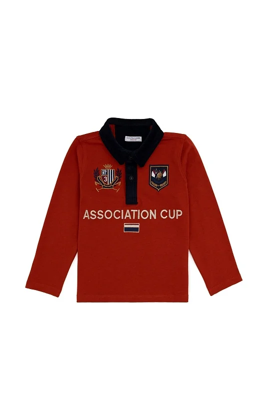 Поло с длинным рукавом из хлопка с нашивками для мальчиков - G083SZ0820MAKURKIDS Толстовка муж. детс. (VR031, 12_13)