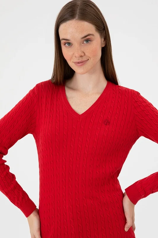 Пуловер из хлопка с узором косы приталенный - G082SZ0TK0ART_TK03 Кофта жен. (VR171, 2XS)