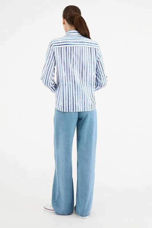 Рубашка из хлопка в полоску прямая - G082SZ0040BUCCI Сорочка жен. (VR028, 34)
