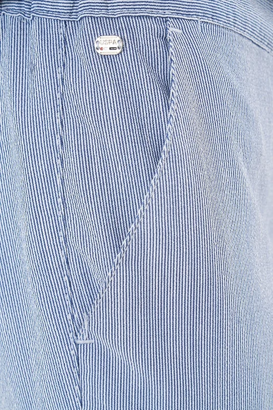 Брюки из смесового фактурного хлопка в полоску - G081SZ0780SEMB Брюки муж. (VR059, 38, 34)