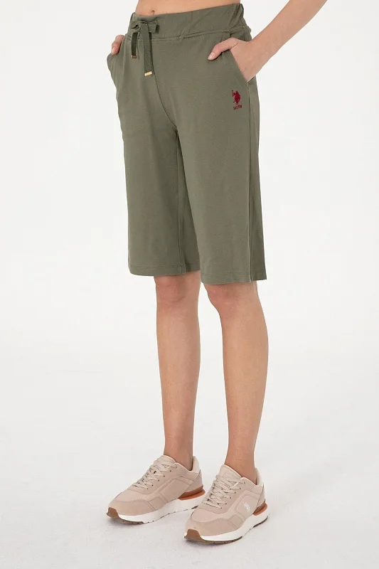 Бермуды спортивные из хлопка с вышитым логотипом - G082SZ0OS0DAMEN25 Брюки спорт. жен. (VR111, 2XS)