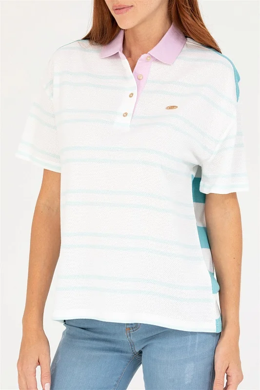 Футболка-поло из хлопка в полоску - G082SZ0110MAHFER Футболка жен. (VR083, 2XS)