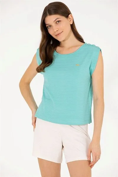 Футболка из смесовой вискозы без рукавов - G082SZ0110MEL Футболка жен. (VR090, XS)