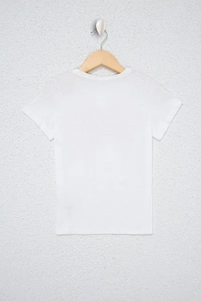Футболка из хлопка с надписью для девочек - G084SZ0110KEAN-IY021 Футболка жен. детс. (VR184, 7_8)