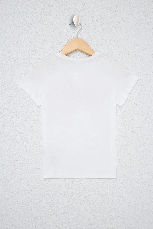 Футболка из хлопка с надписью для девочек - G084SZ0110KEAN-IY021 Футболка жен. детс. (VR184, 7_8)