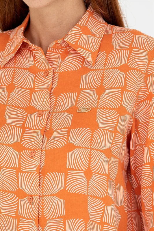 Рубашка из хлопка с принтом свободная - G082SZ0040HIRUNDA Сорочка жен. (VR031, 34)