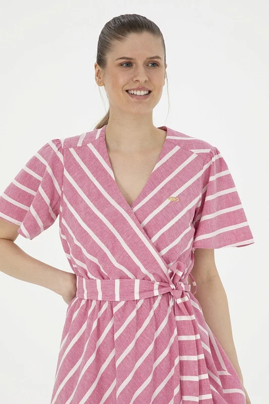 Платье миди на запах из хлопка с добавлением льна - G082SZ0320YUME Платье жен. (VR041, 32)