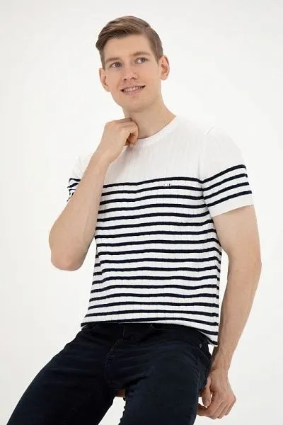 Футболка трикотажная из хлопка в полоску - G081SZ0TK0TIGER Кофта муж. (VR019, S)
