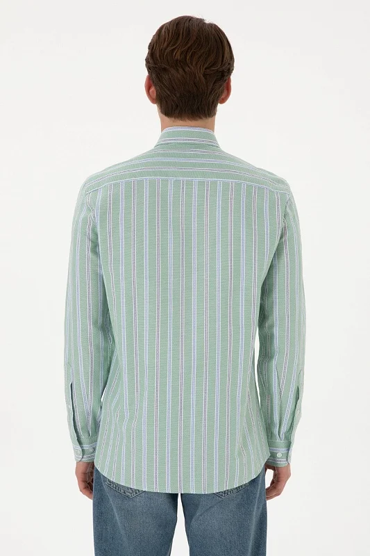 Рубашка из хлопка в полоску приталенная - G081SZ0040MAYSILA Сорочка муж. (VR054, XL)
