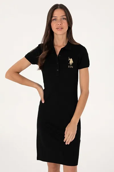 Платье-поло из хлопка с контрастным логотипом приталенное - G082SZ0750MTS02225_075 Платье жен. (VR046, L)