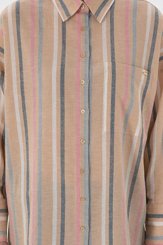 Рубашка из хлопка с добавлением льна оверсайз - G082SZ0040FOLAS Сорочка жен. (VR202, 40)