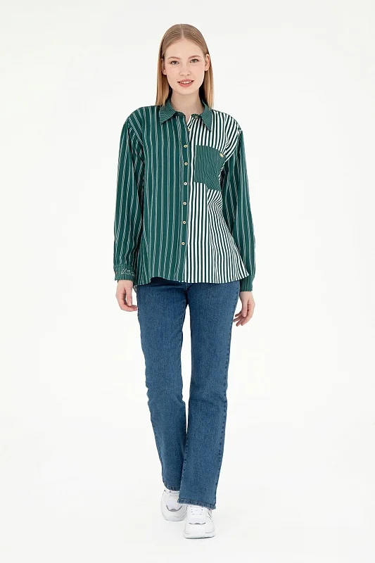 Рубашка с вискозой в полоску свободная - G082SZ0040KEDIE_R Сорочка жен. (VR079, 38)
