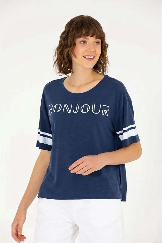 Футболка из модала с принтом - G082SZ0110MAVI-S Футболка жен. (VR033, XS)