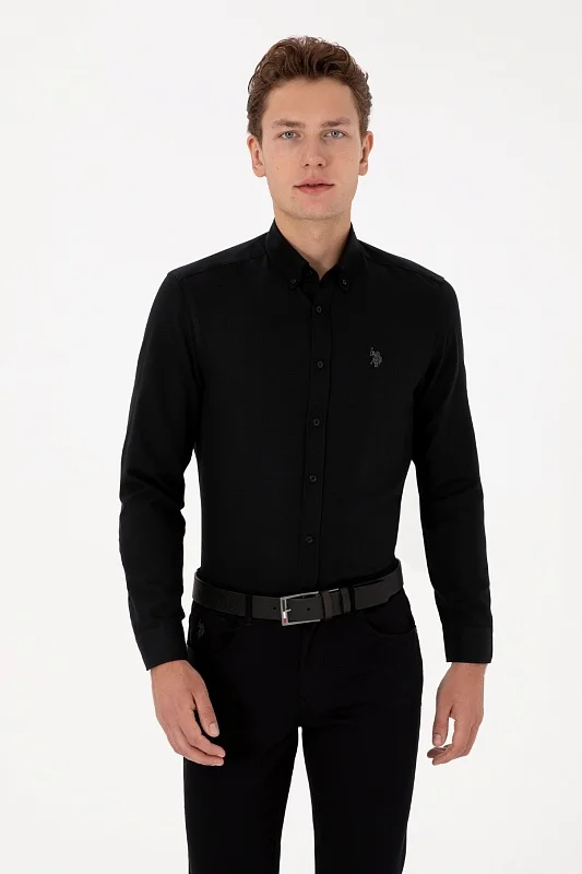 Рубашка из смесового хлопка приталенная - G081SZ0040E_METO25K Сорочка муж. (VR046, S)